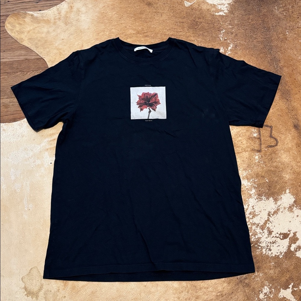Wood Wood x Casper Sejersen Classic Black Rose Tee. Size XL.